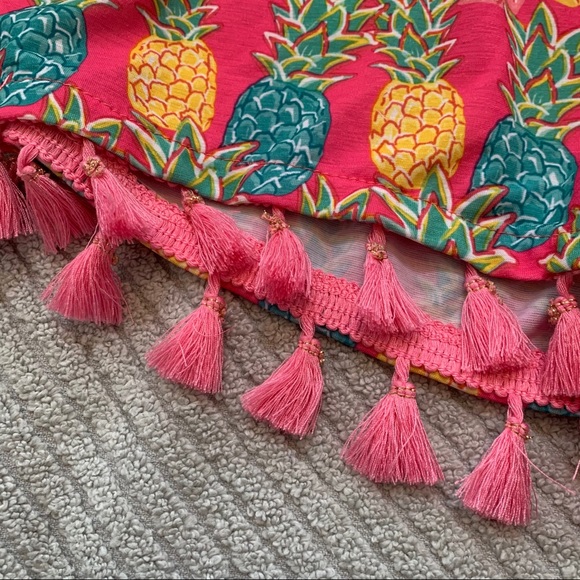 Simply Southern Pink Pineapple Tassel Shorts S/M - Picture 7 of 9